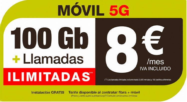 Móvil 100 Gb + Llamadas ilimitadas