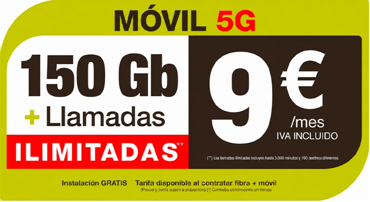 Móvil 150 Gb + Llamadas ilimitadas