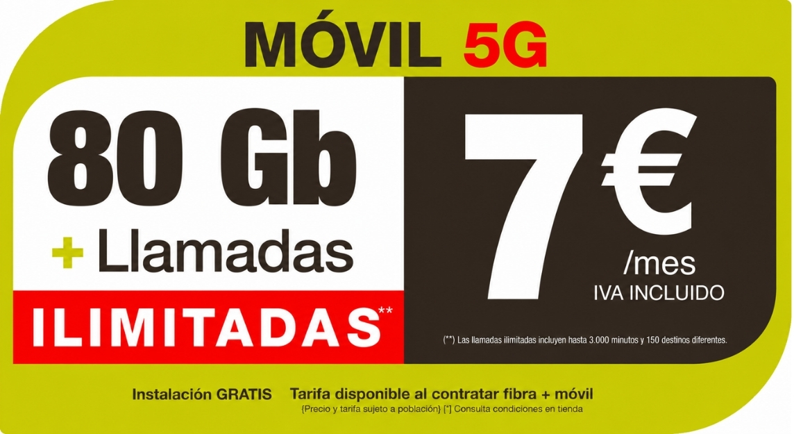 Móvil 80 Gb + Llamadas ilimitadas