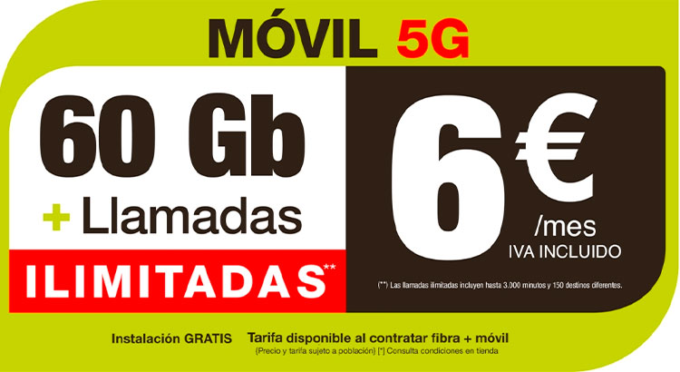 Móvil 60 Gb + Llamadas ilimitadas